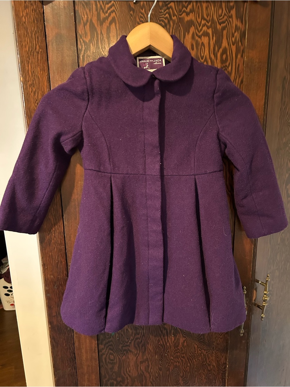 Janie and Jack Girls' Purple Wool Peacoat